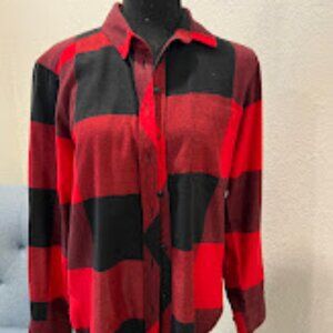 Athleta sm Red and Black Buffalo Check Flannel Shirt
